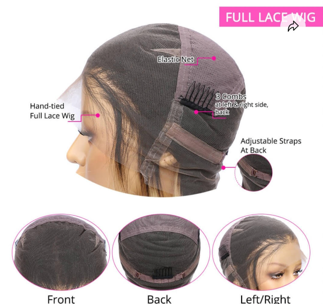 Straight human hair full lace wigs Transparent/HD