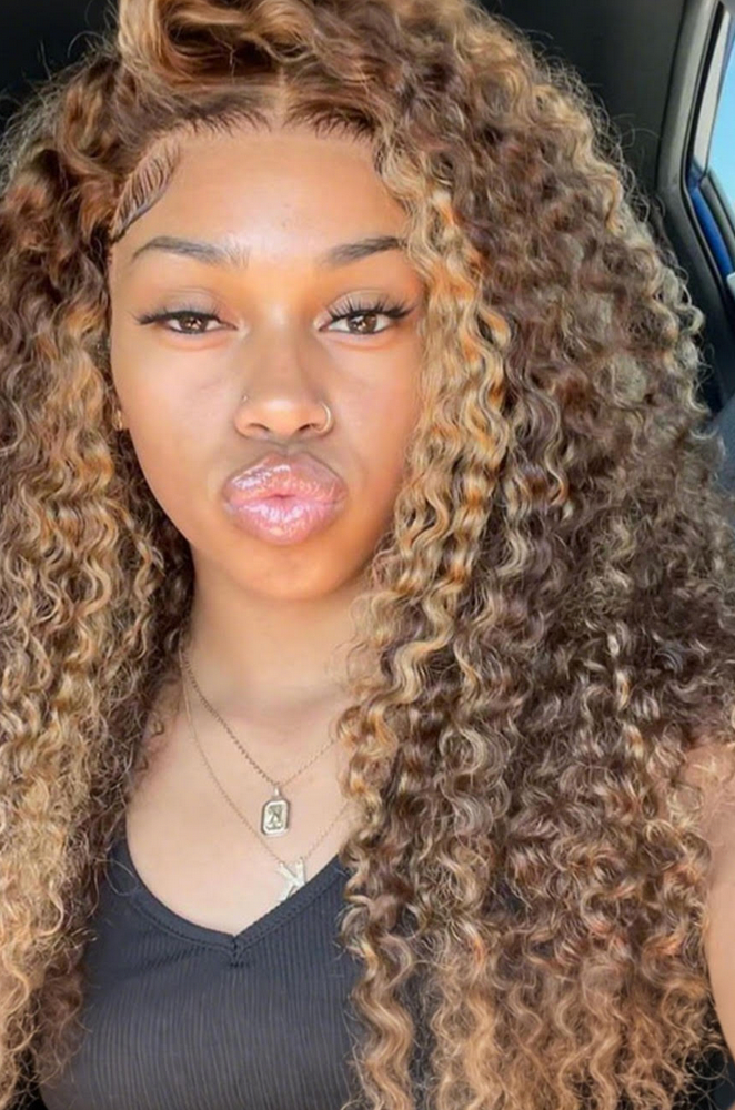 Highlighted Deep wave lace front wig