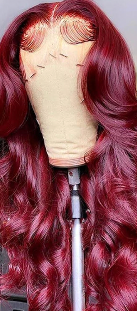 Burgundy human hair lace front wig