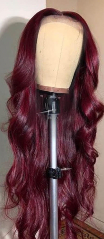 Burgundy human hair lace front wig