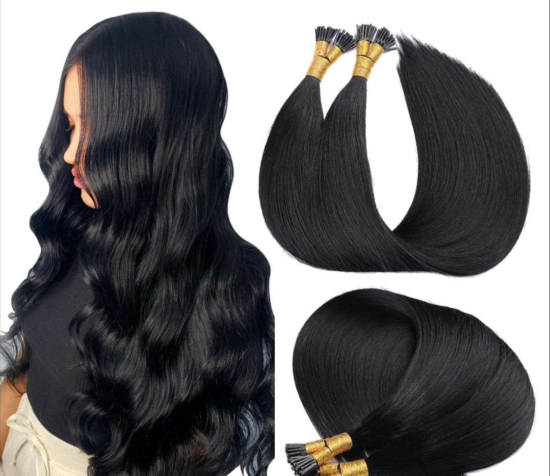 Indian Wavy Natural Black I-Tip