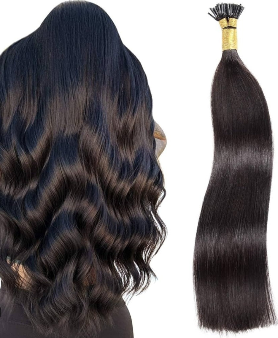 Indian Wavy Natural Black I-Tip