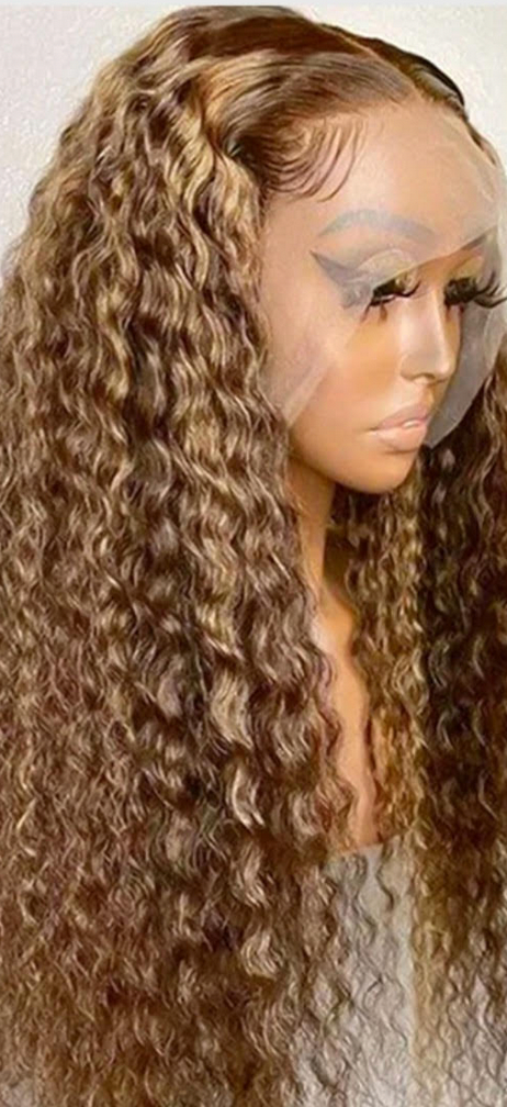 Highlighted Deep wave lace front wig