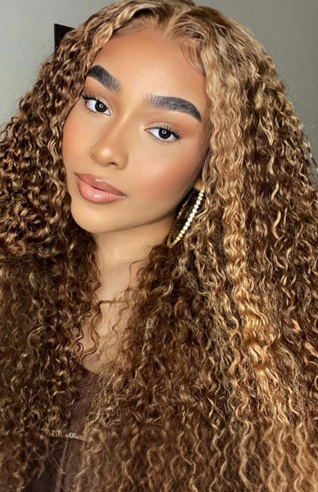 Highlighted Deep wave lace front wig